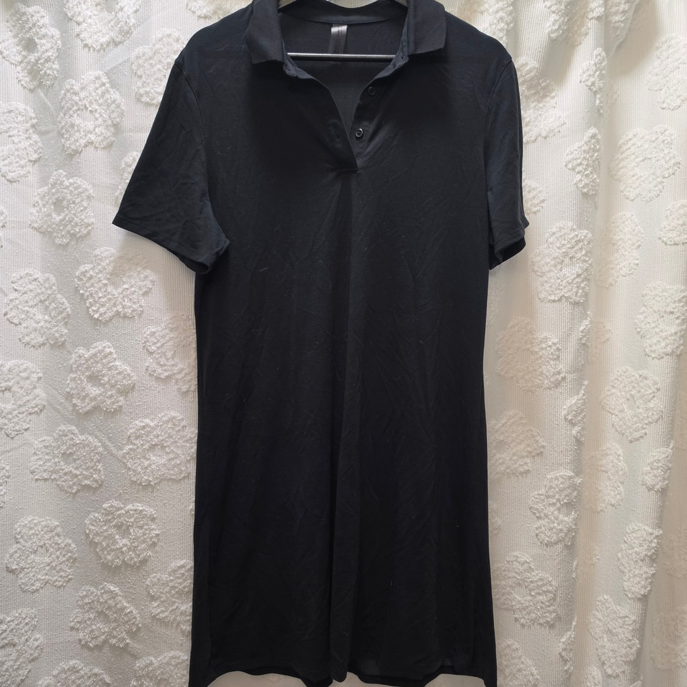 Outdoor Voices Black Birdie Polo Dress Short Sleeve Activewear XL